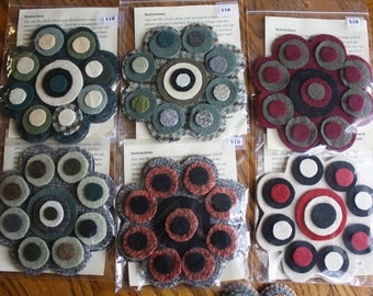 Pre-cut Wool Kit -- SMALL SCALLOPED -- Wool Penny Mug Rug Kit
