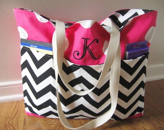 Teacher Bag - Teacher Tote Bag With Pockets - Monogram Teacher Bag - Reversible Teacher Tote Bag - Personalized Teacher Gifts