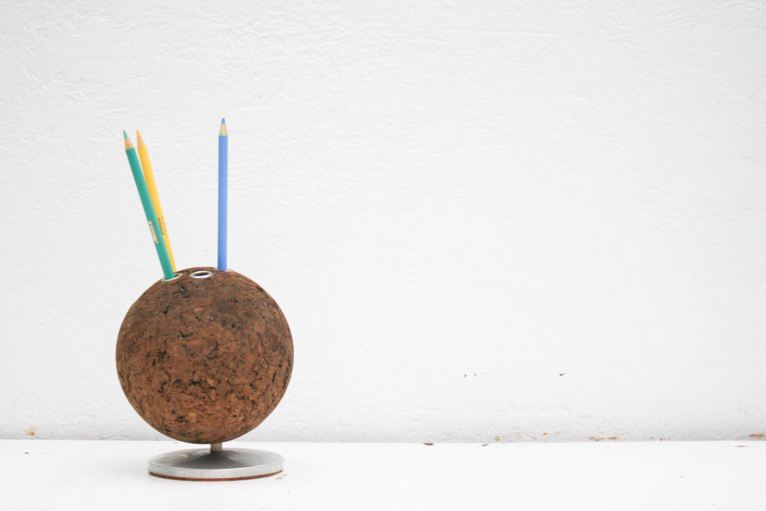 vintage cork pencil holder / mid century pen holder by spilledmilk