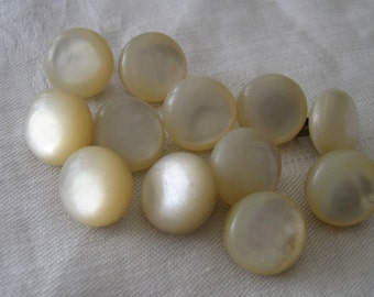 Set of 12 Small VINTAGE Solid Rounded Iridescent Square Shell BUTTONS