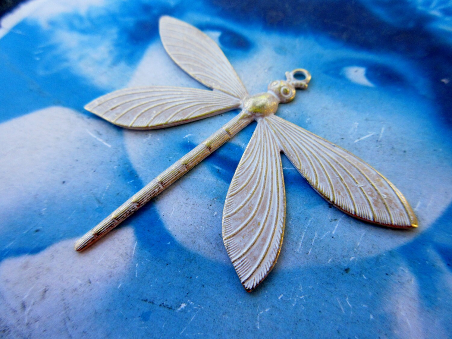 Gold Plated Frosted White Patina Brass by dimestoreemporium