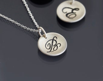 Script Initial Personalized Necklace - Sterling Silver Monogram Pendant - Monogram Jewelry - MADE TO ORDER
