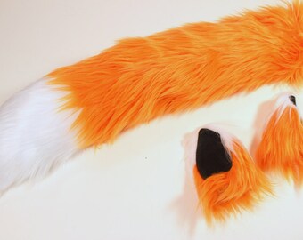 Orange Fox Halloween Costume - Fox Ears and Fox Tail-Anime, Fantasy, Cosplay. Burning Man, Anthrocon