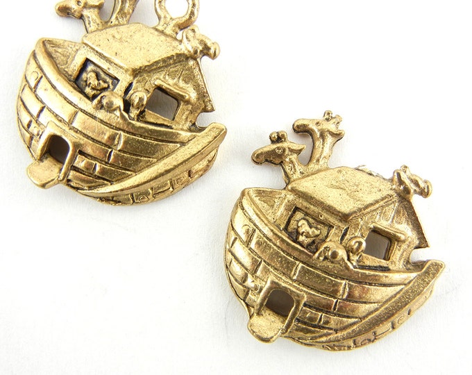 Set of 2 Ark Charms Gold-tone Pewter