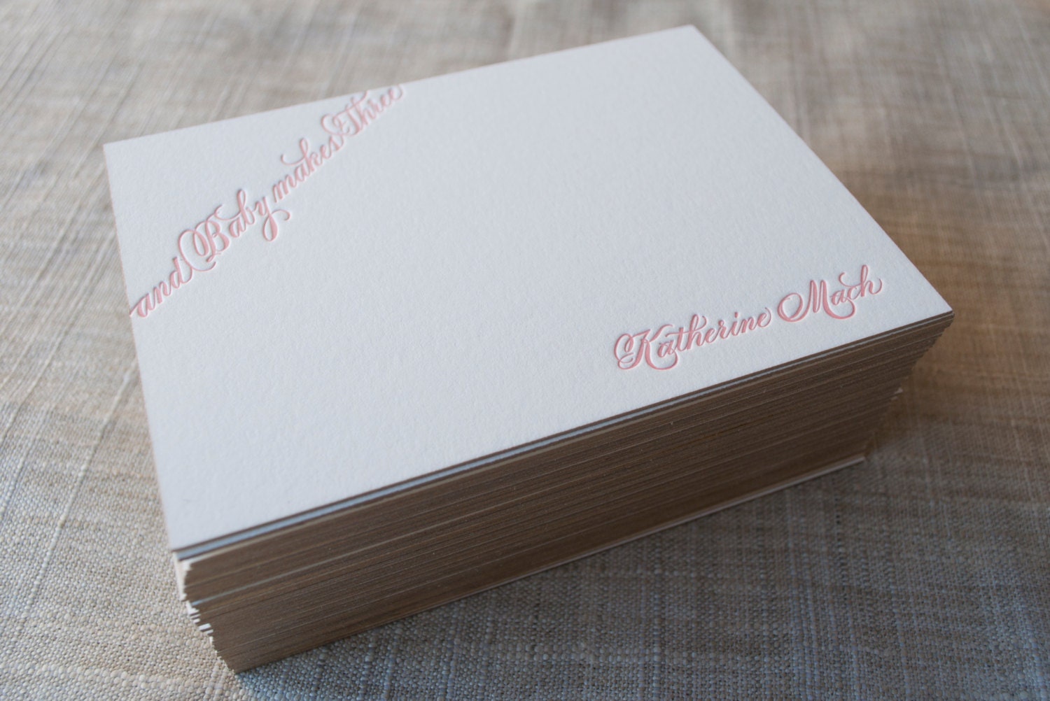 50 Calligraphy Letterpress Flat Notecards