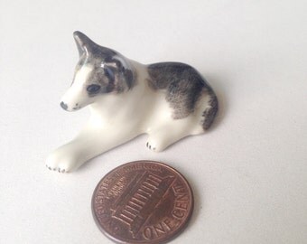 Dog figure, White, Black, Lying, puppy, Ceramic Dog Figure, ceramic figure, animal figure, dog figurine, animal figurine, decoration, decor