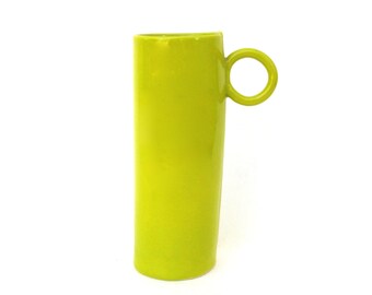 whimsical ... tall hand built porcelain cup ... chartreuse