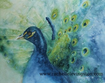 for her Peacock wall hanging peacock art print of peacock painting peacock wall decor bird art PRINT watercolor painting boho style 11x14