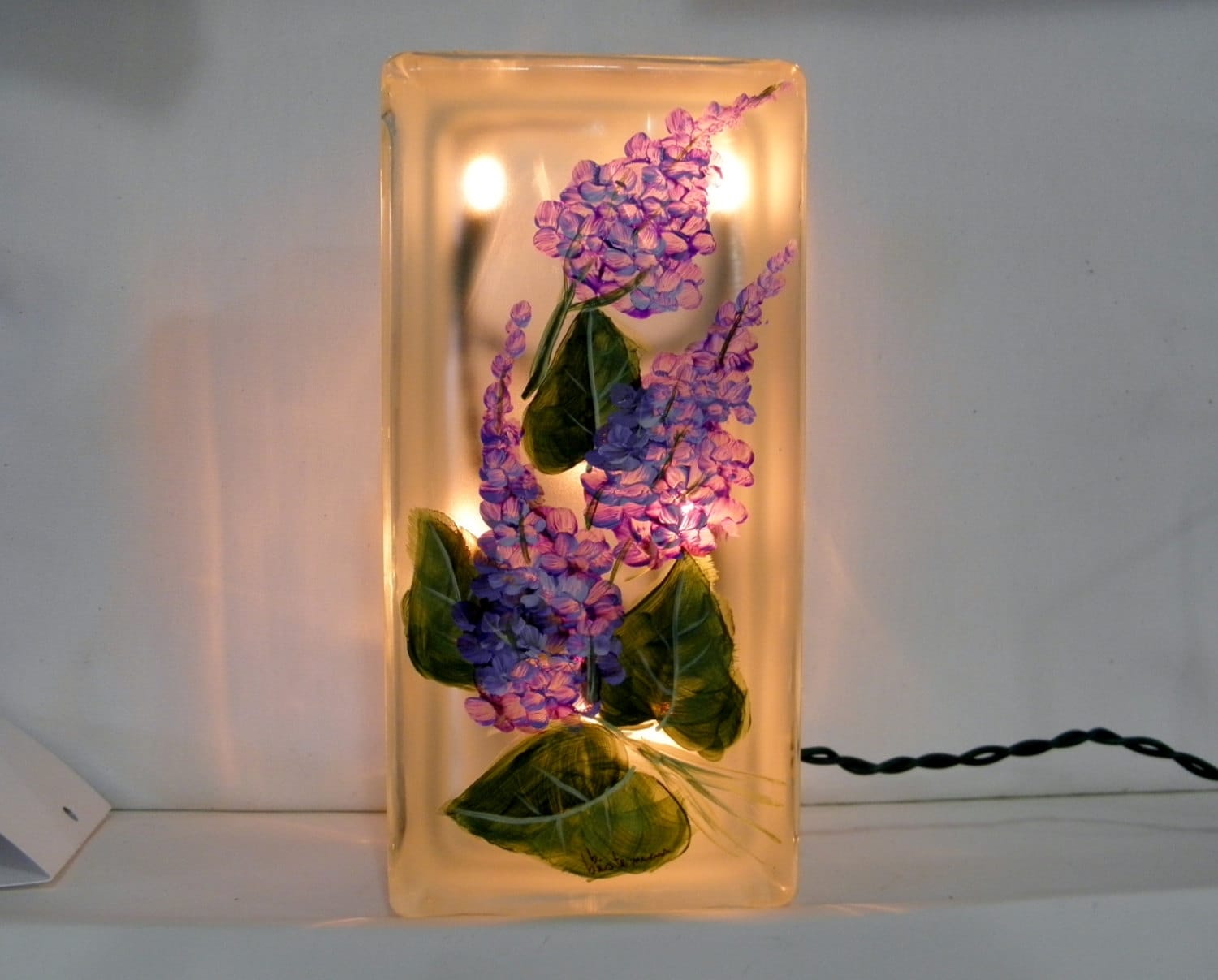 Glass Block LightLampNight LightLilacs by bestemancreations