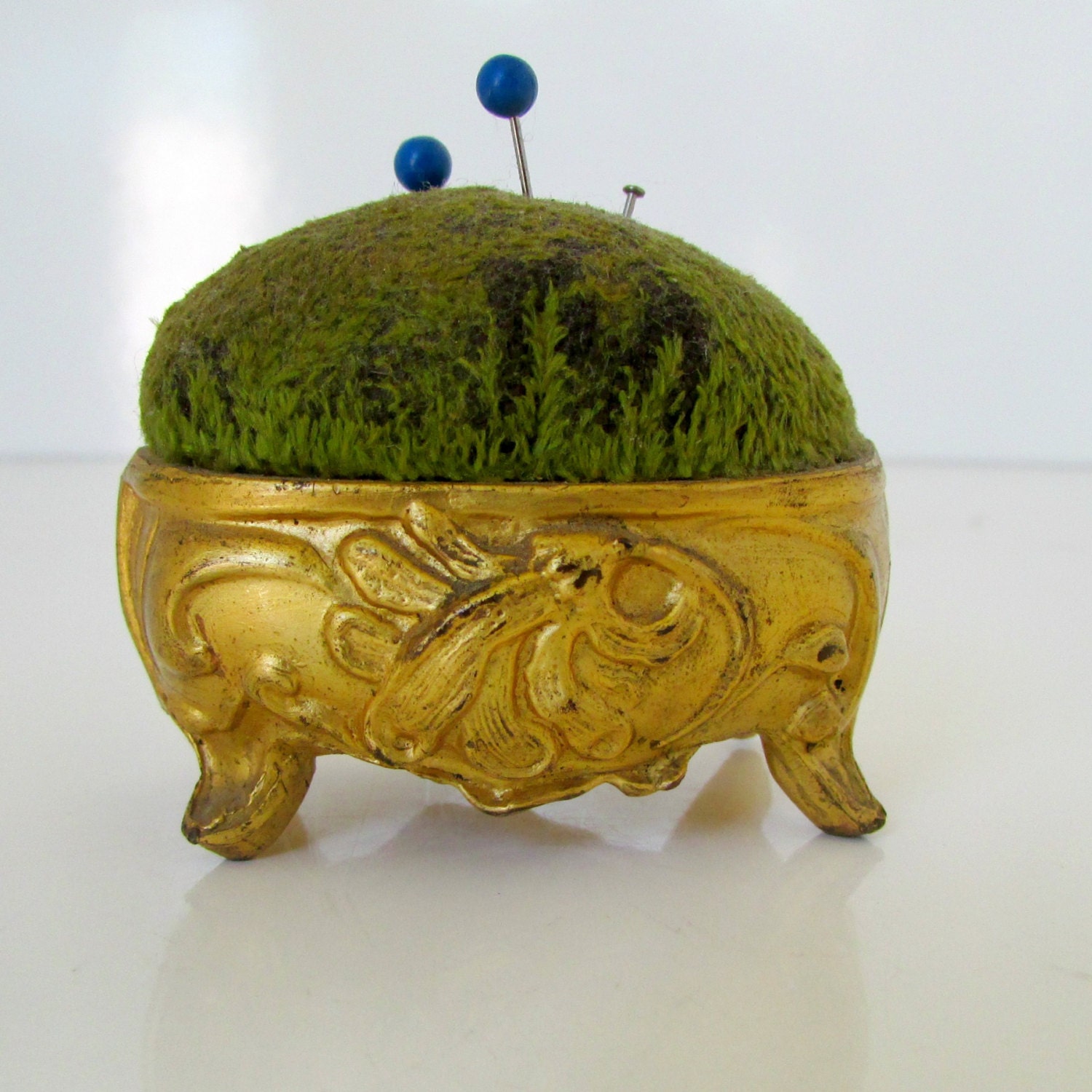 Victorian Pin Cushion French Art Nouveau Metal Pin Cushion
