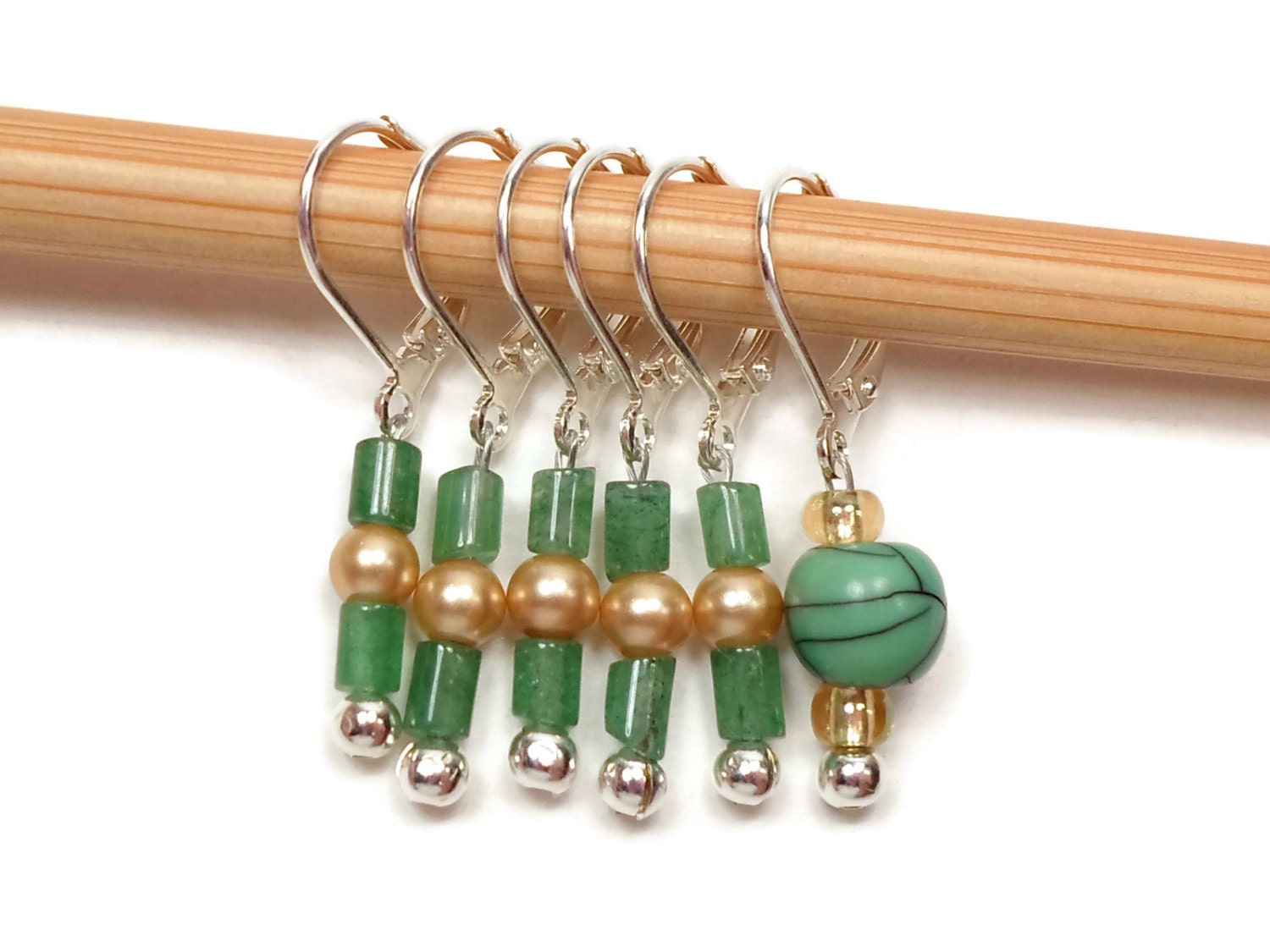 Removable Stitch Markers Crochet Row Markers Green by TJBdesigns