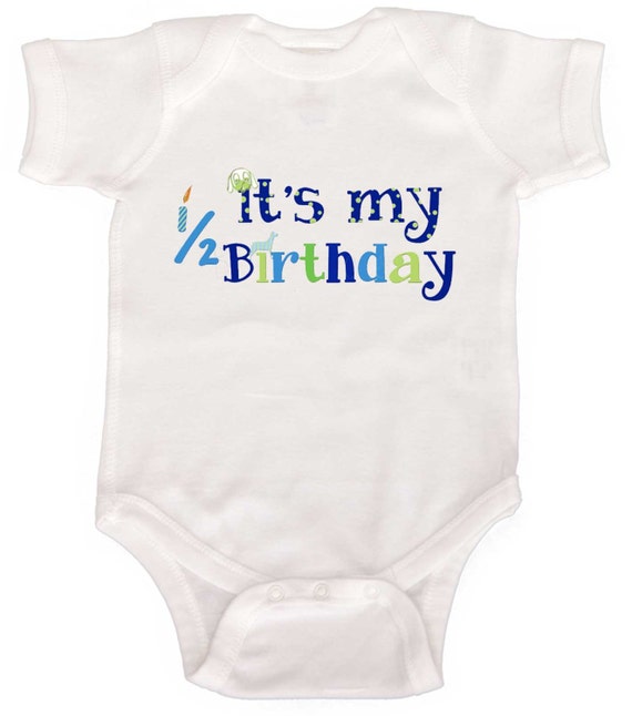 6 Month Birthday Bodysuit Boy one piece Infant Birthday Shirt