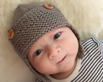 Aviator Hat Knitting Pattern, PDF Knitting Pattern, REGAN, Baby Aviator Hat Pattern, Child Aviator Hat Pattern, Hat Pattern for Boys