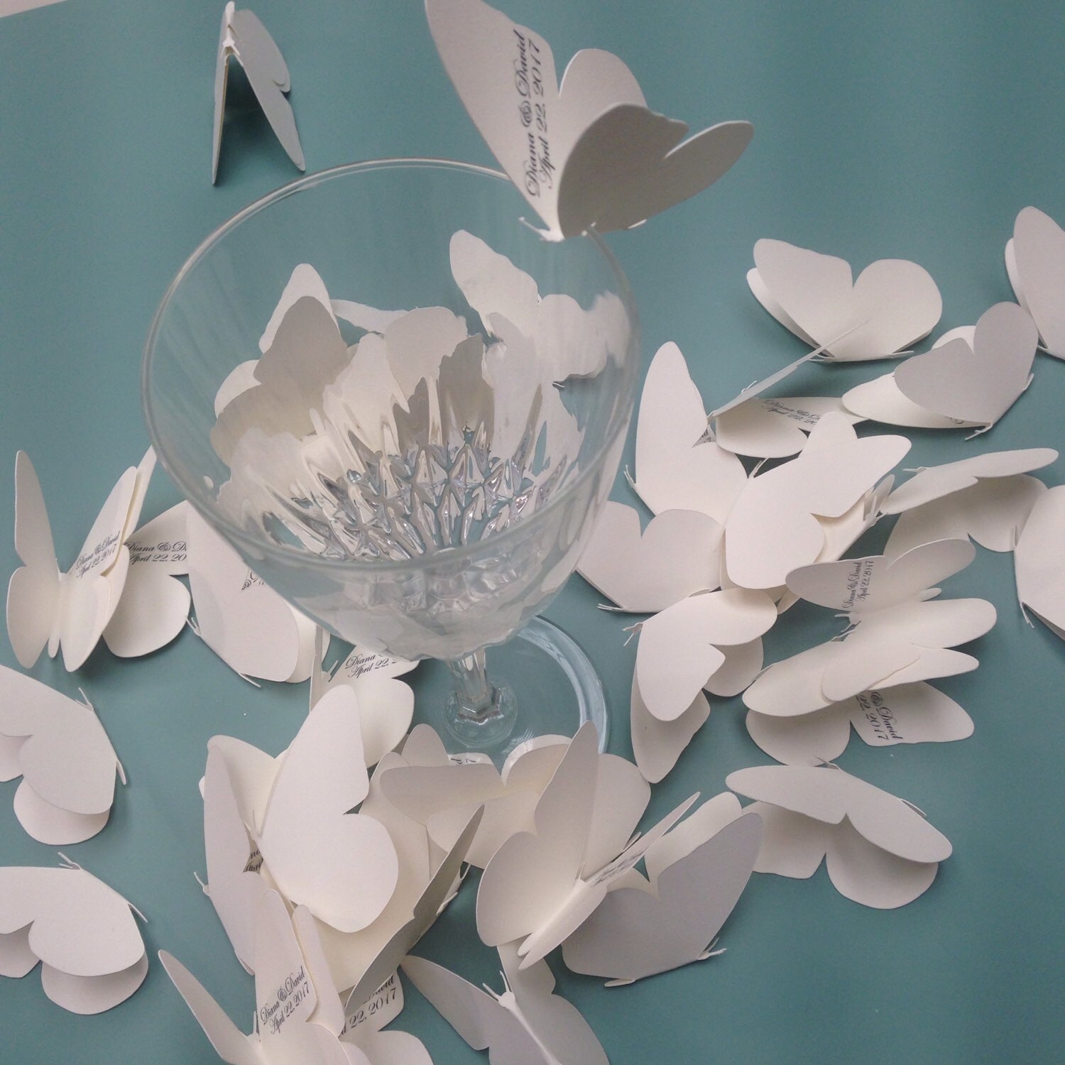 Butterfly Wine Glass Toppers Wedding Place Cards Colored