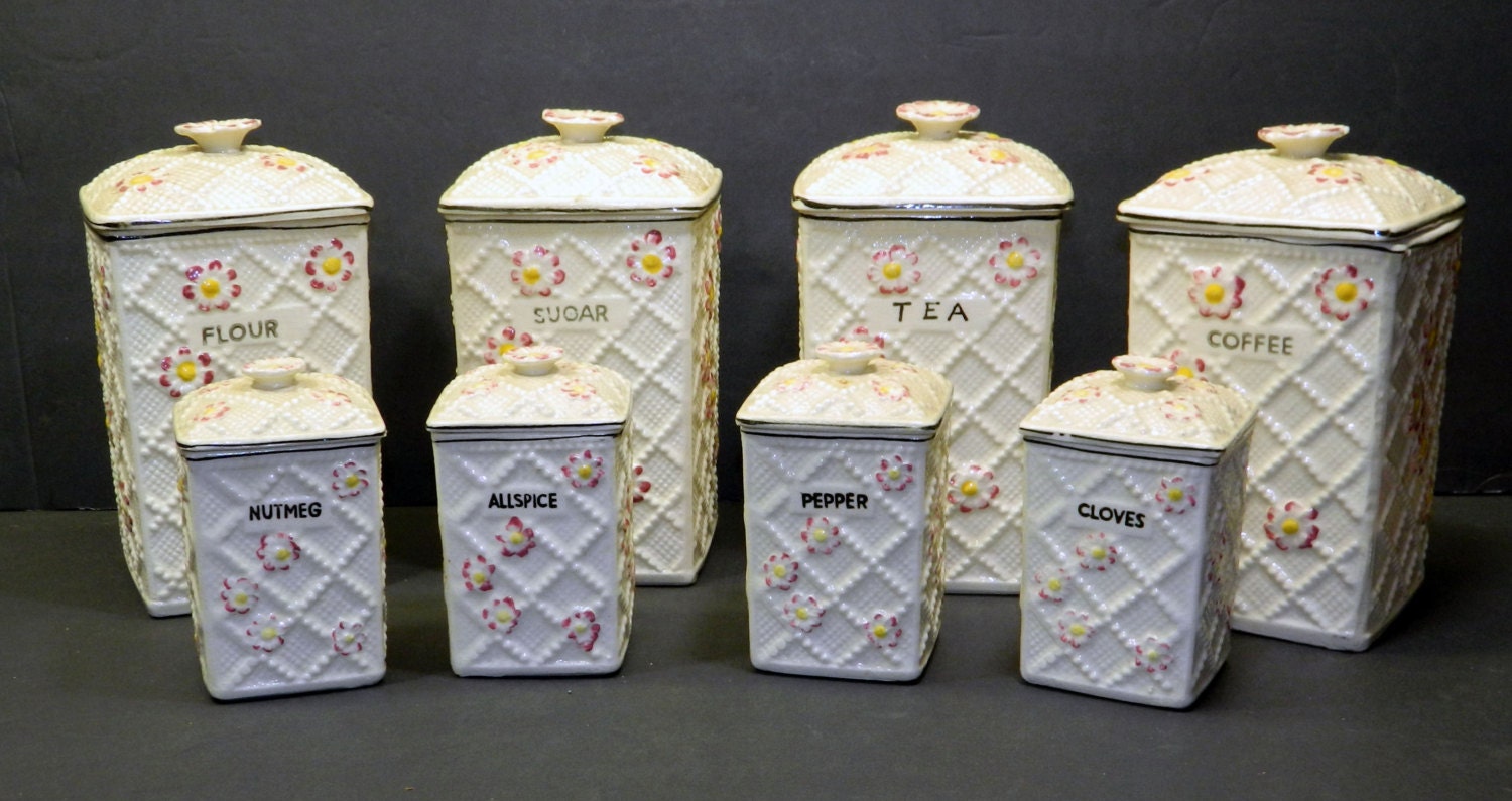Kitchen Canister Set 1950s Vintage 16 pc Made in Japan