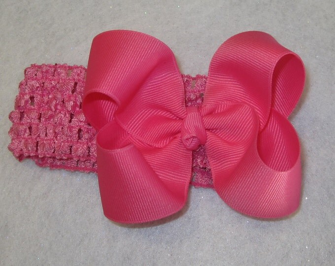 Baby Girls Headband, Pink Hair Bow, Boutique Bows, Baby Headband, Girls Hair Clip, Bubblegum Pink Puffy Hair Bow, 3.5 inch Bows, Bowband,