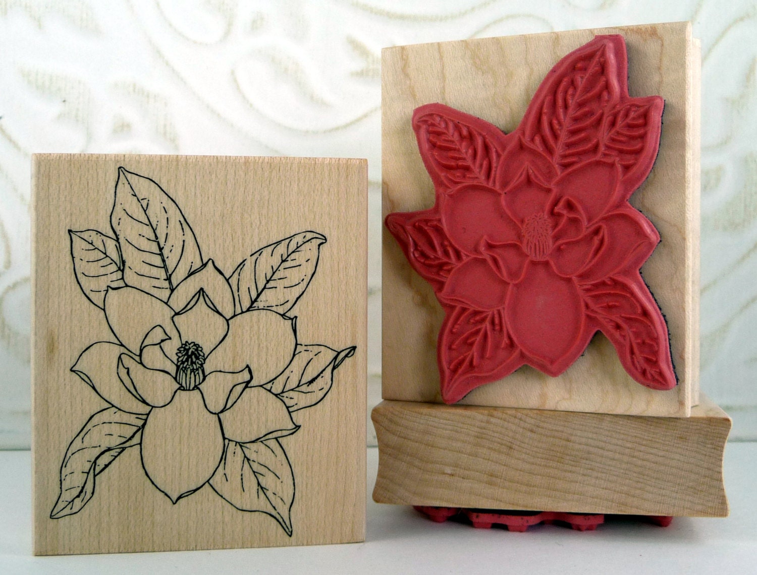 Magnolia flower rubber stamp from oldislandstamps