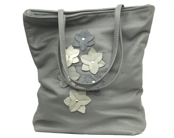 leather tote, antracite grey leather tote bag, leather tote, shoulder bag, boho tote, overnight tote, mothersday gift for her, spring