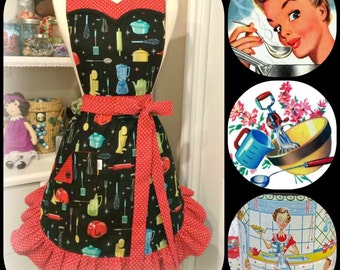 Retro kitchen woman's sweetheart apron