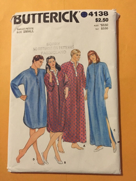 NIGHT SHIRT sewing pattern Men Misses unisex by nancesnostalgia