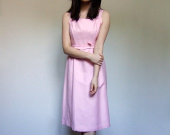 1960s Pastel Pink Dress Vintage Simple Sundress 60s Casual Summer Sun Dress - Extra Small XS
