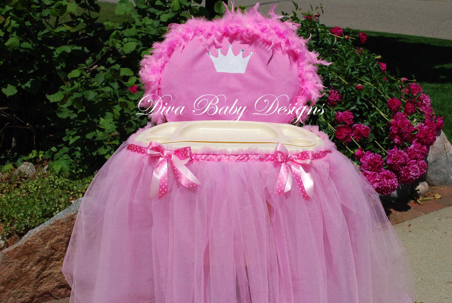 Pink High Chair Cover & high chair tray tutu tulle skirt pink