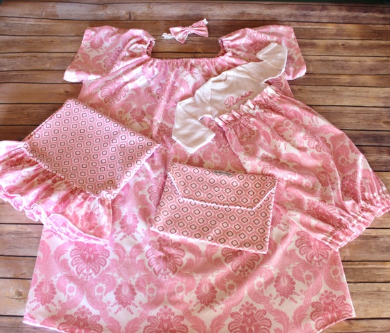 Mom & Baby Pkg in Haddley - Maternity Hospital Gown and PERSONALIZED Baby Gown or Pillowcase and Diaper Clutch Option - Perfect for Nursing
