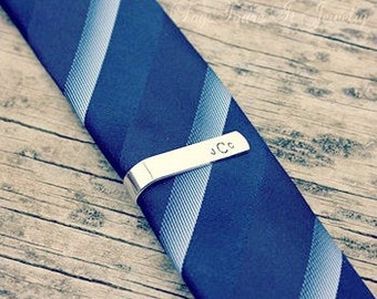 Skinny Tie Bar with Monogram or Initials - Personalized Skinny Tie Clip - Wedding Gift - Groom Gift - Groomsman Gift - Groomsmen Gift