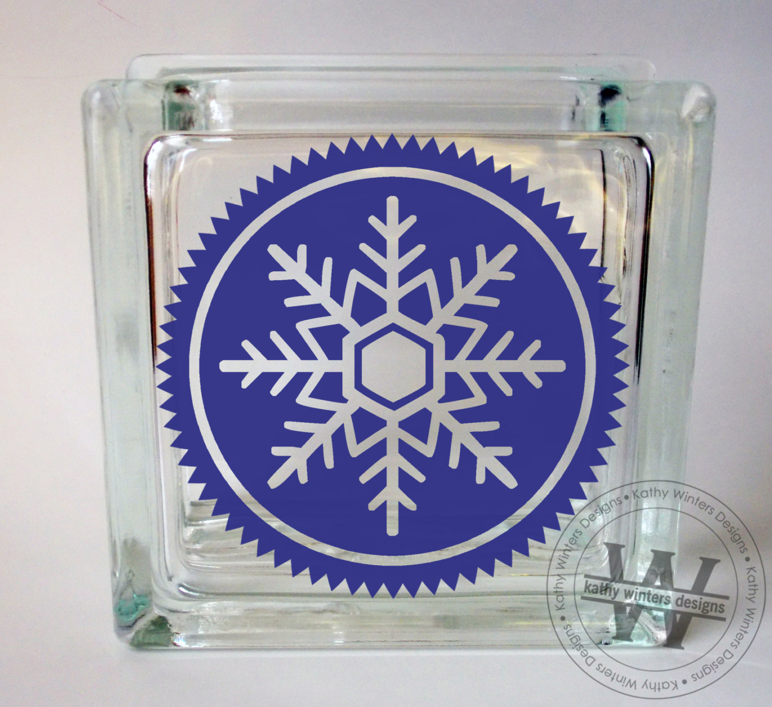 Vinyl Lettering Glass Block Decal Snowflake by KWintersDesigns