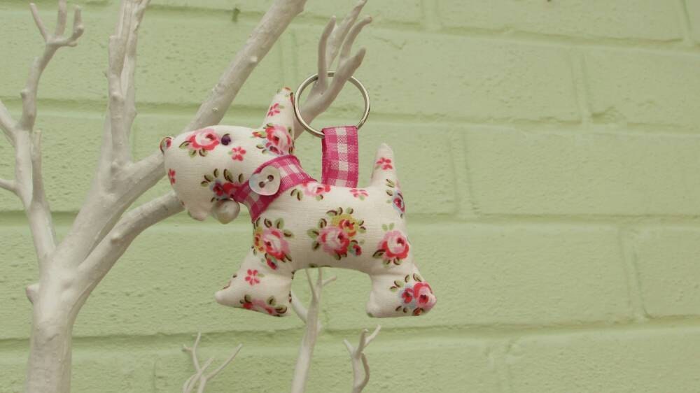 Scottie dog keyring/bag charm/Key chain made in Cath Kidston