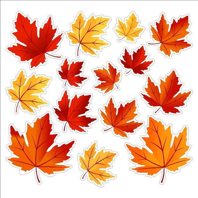 Autumn Leaves Autumn Window Decals Removable and Reusable