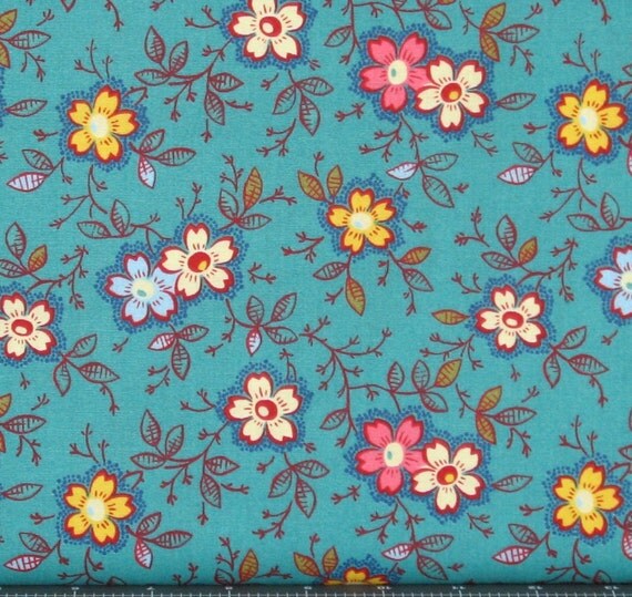 Happy in Teal Cotton Quilt Fabric for Sale Marshall by fabric406