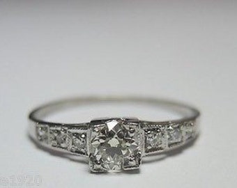 Antique Diamond Platinum Art Deco Engagement Ring | RE: 741
