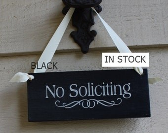 No Soliciting Sign/Decorative Sign/ YOU Choose Color/Wood Sign/Outdoor Sign/Front Door Sign/No Sales Calls/Ready to Ship
