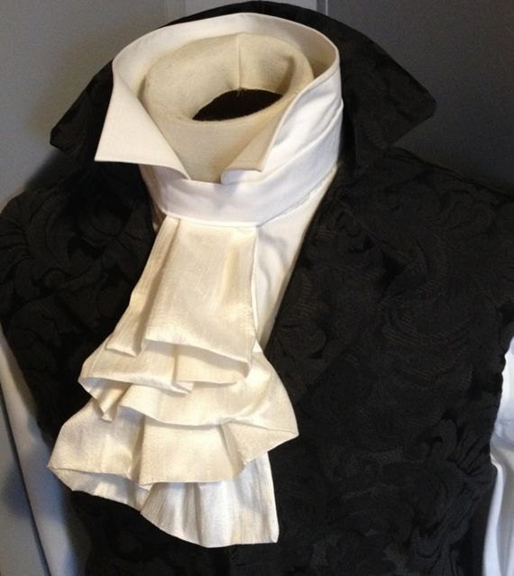 Ivory SILK Regency Historic Victorian White JABOT Tie Pure