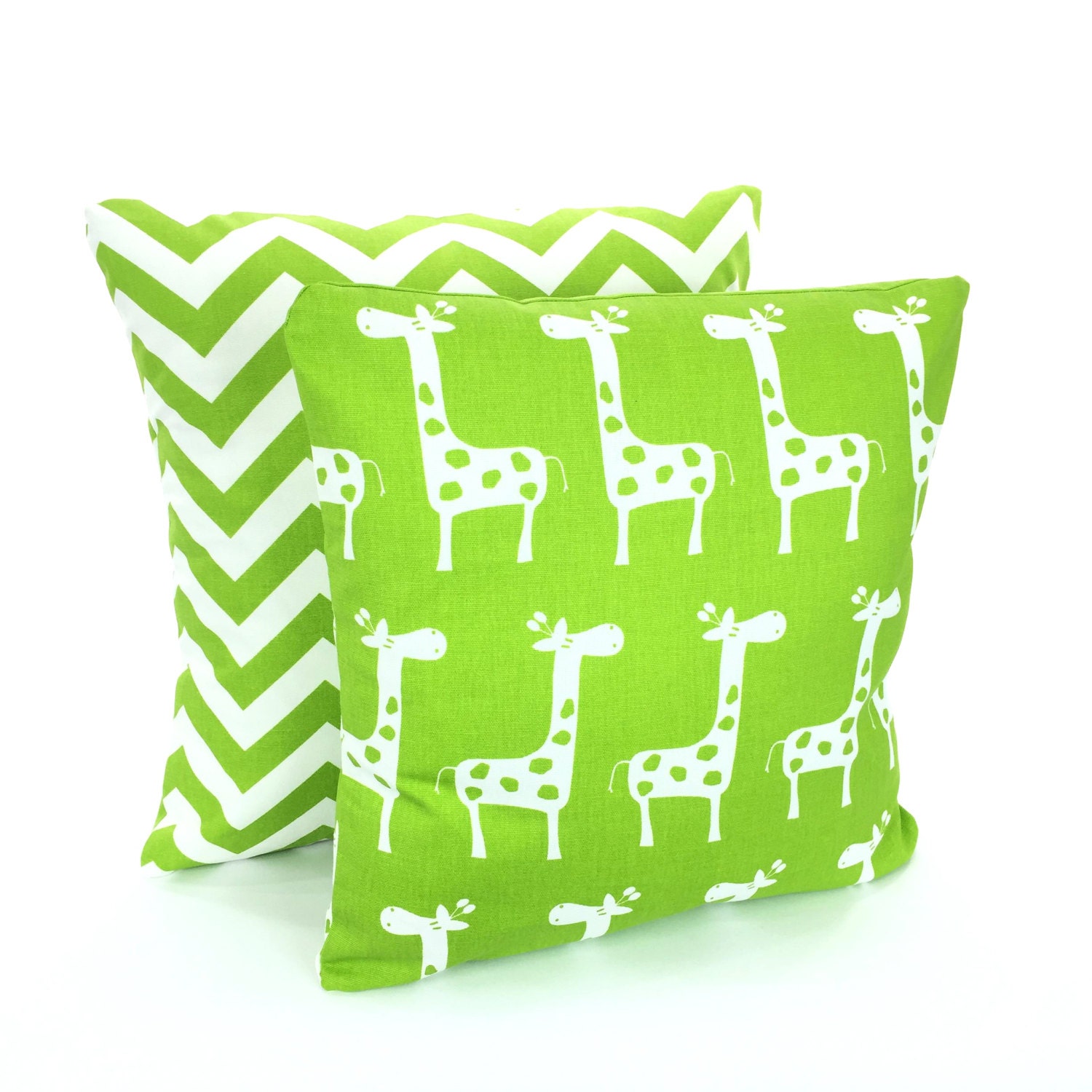 Green White Pillow Covers Decorative Throw by FabricJunkie1640