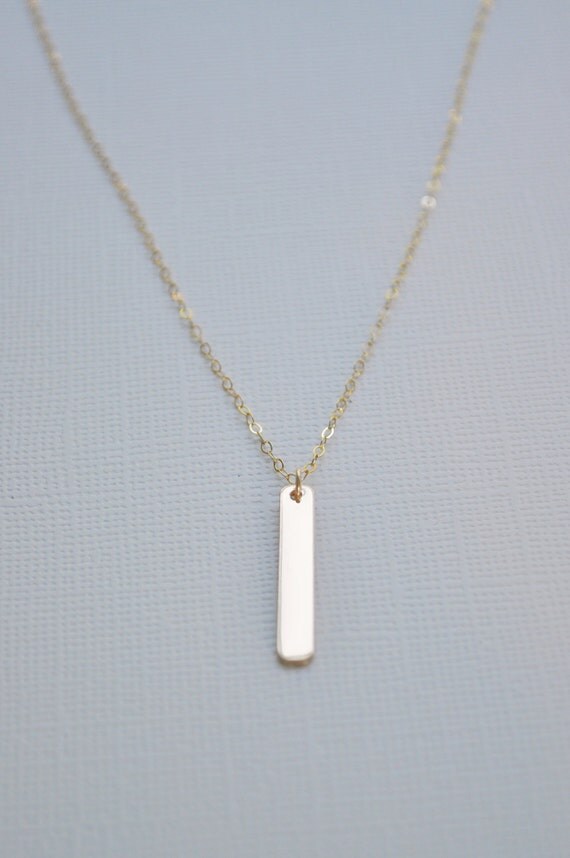 Slice Gold Bar Necklace small gold filled charm smooth