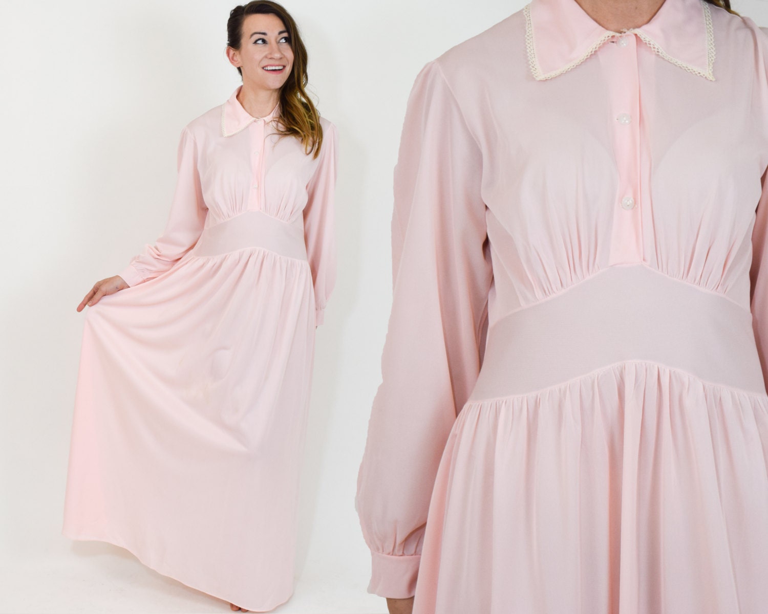 Long Sleeve Nylon Nightgown 32