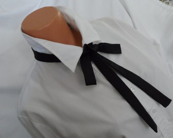 Black Silk Skinny Scarf, 1.5" in x 56" in, Silk Self-Tie Bow Tie, Maverick Gambler Tie, Unisex Bow Tie,