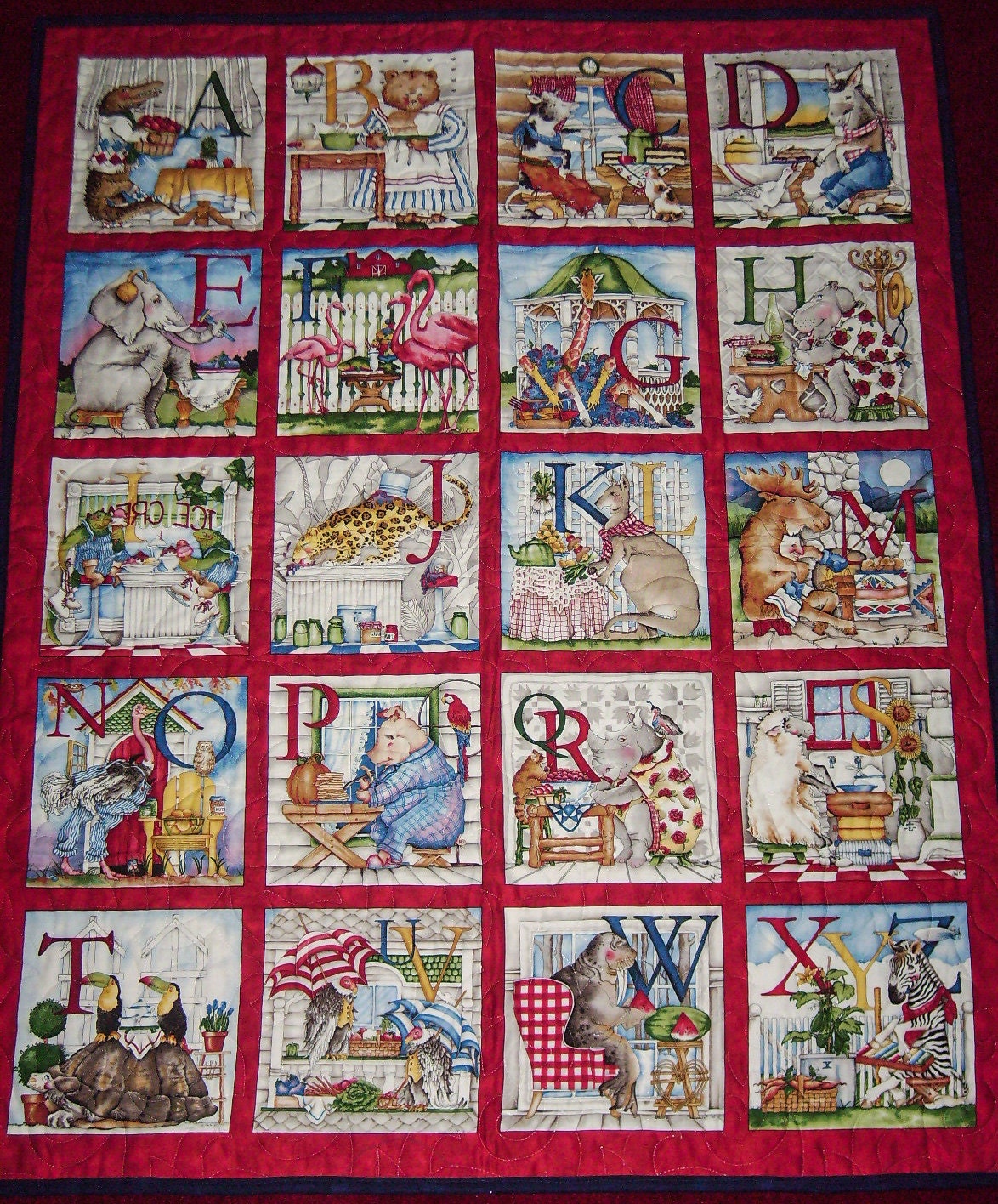 Handmade-Quilting Treasures Hungry Animals