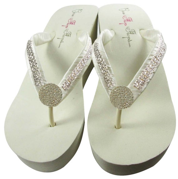 jewelled wedge flip flops