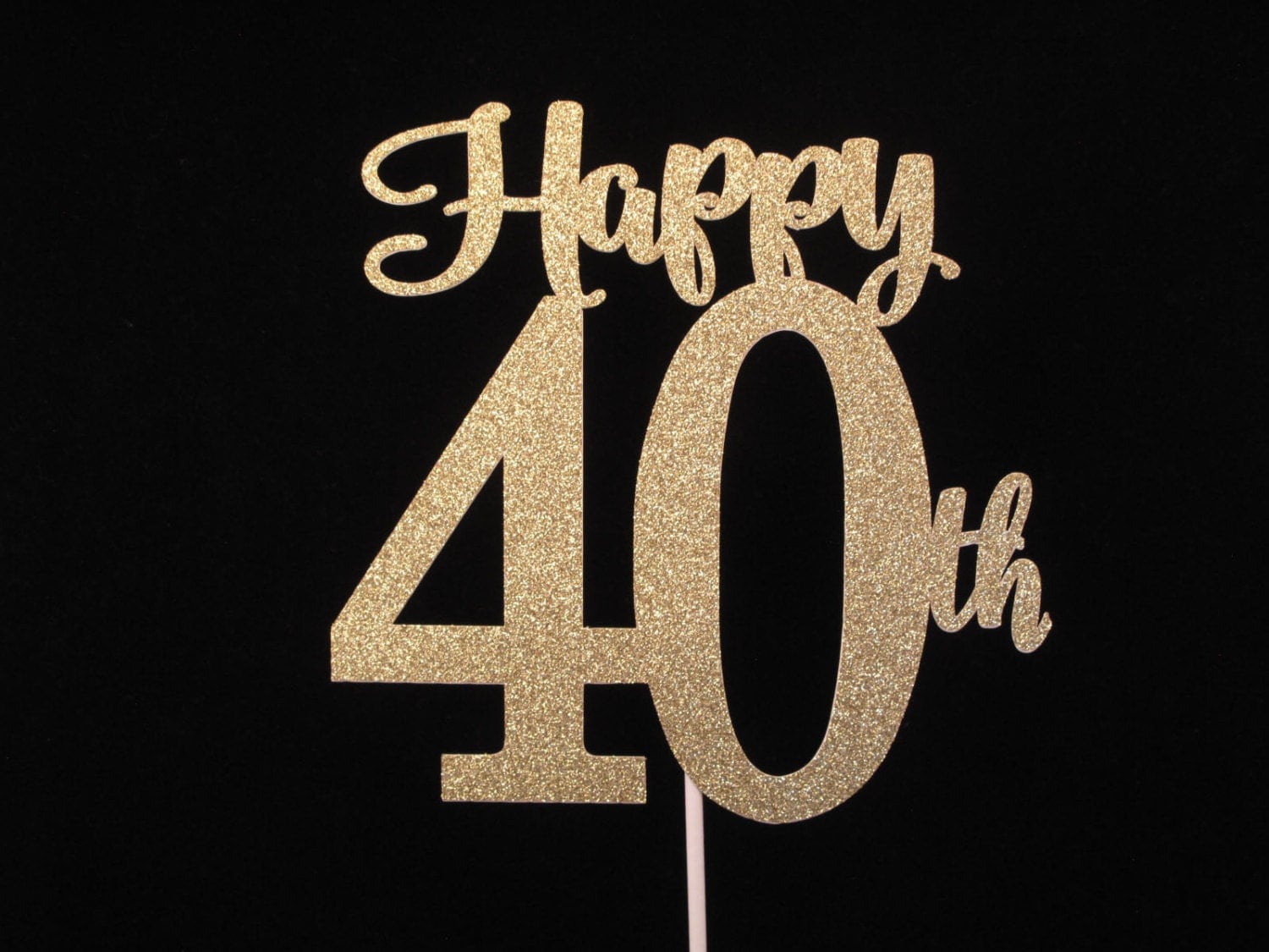 Happy 40th Birthday Cake Topper 40th Gold Glitter Cake