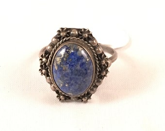 Vintage Lapis and Silver Ring - Size 6