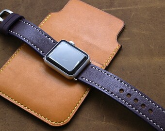 Italian Goat PURPLE Leather Watch Strap for Apple Watch