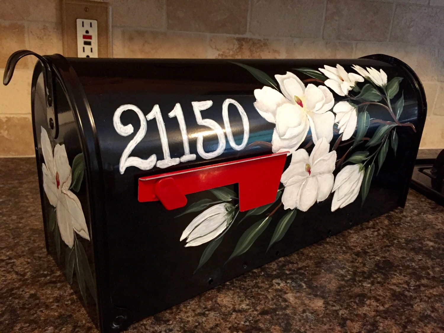 hand painted mailbox magnolias custom ordered mailbox