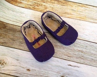 Navy Mary Jane Baby Shoes with Ruffled Strap - Size 0-18 Months - Solid Colors