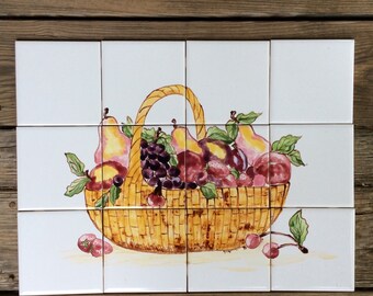 Vegetable tile | Etsy  Tile mural, Hand painted tile mural, May sale, Original design, Basket of  fruit and vegetables, kitchen backsplash, table top insert.