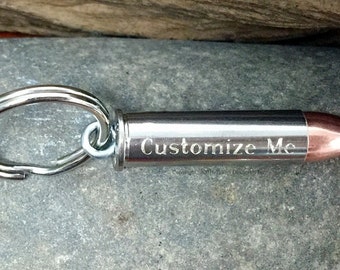 Custom Engraved Bullet Key Chain, Personalized Bullet Keychain, Bullet Keyring, 357 Mag, 38 Special Keyring, Colt 45, 223 AR15, Custom