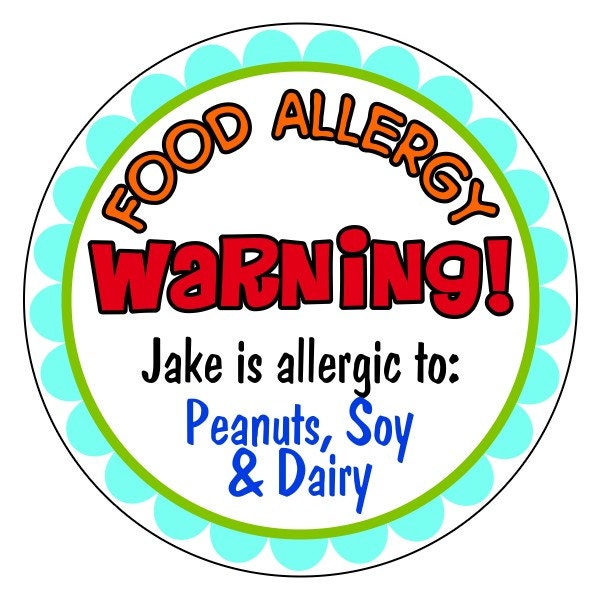 food allergy warning stickers personalized allergy labels