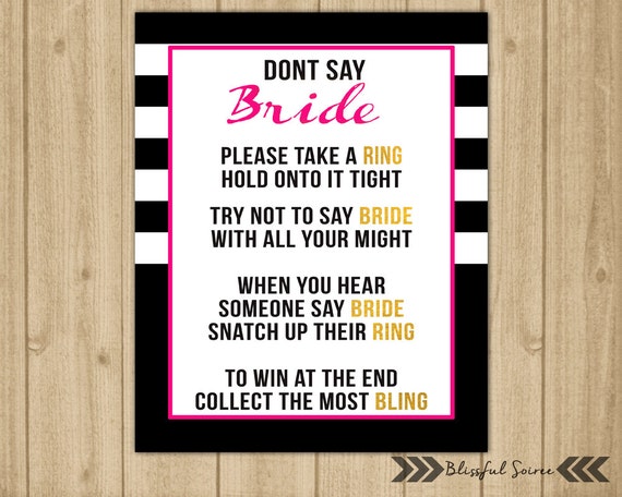 Don't Say Bride Ring Game Clothespin Game Wedding